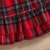 Children Clothing Girls Christmas Plaid Skirt Lapel Ruffled Long Sleeve Belt Children's Jacket Dress