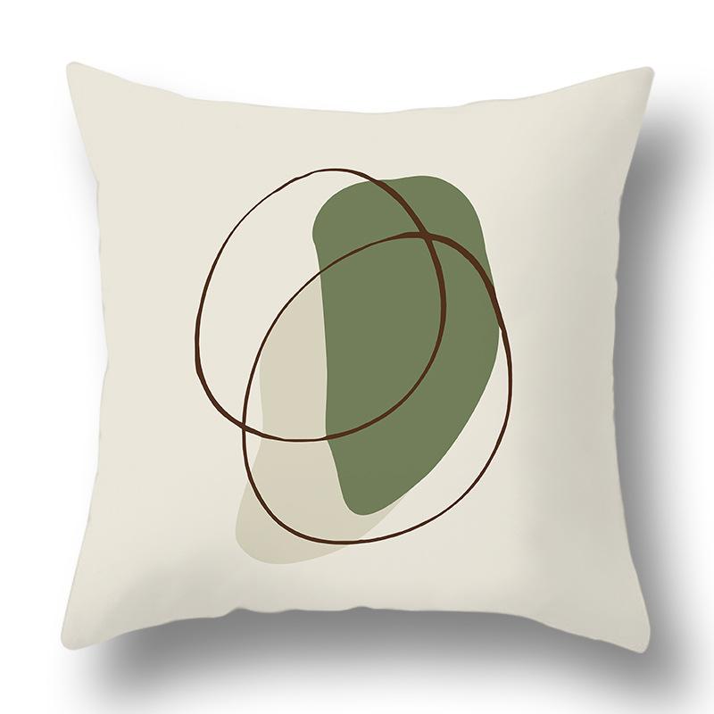 Nordic Abstract Green Geometric Pillowcase Flower Print Home Petal Velvet Pillow Cushion Cover