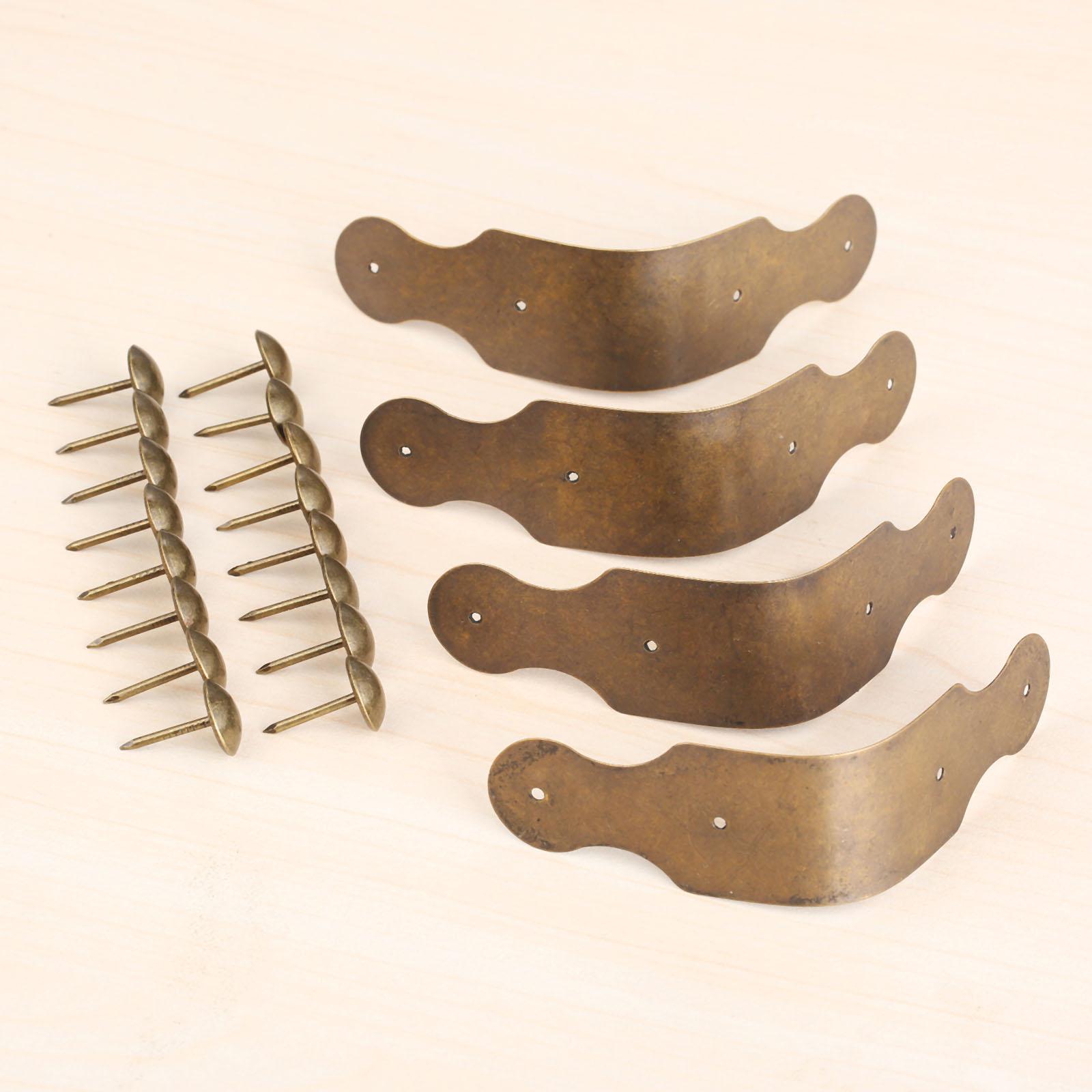 

DRELD 4Pcs Antique Corner Decorative Protector Furniture Fittings Wood Jewelry Box Angle Bracket Corner Decorative Protectors