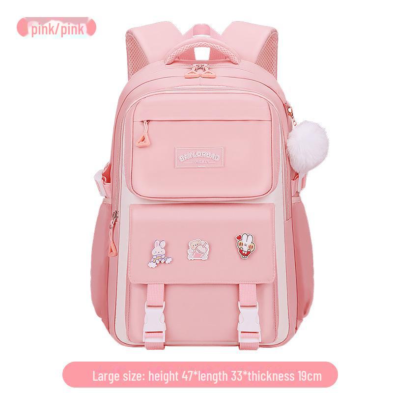 

Легкий, водонепроницаемый рюкзак для девочек: Защита позвоночника, большой вместимости, для учеников начальной и средней школы, 3–6 классы. Large Grade 5-9 розовый