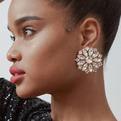 Fashion Summer New Female Color Rhinestone Earrings Maxi Party Dress Statement Temperament Earring Accessories