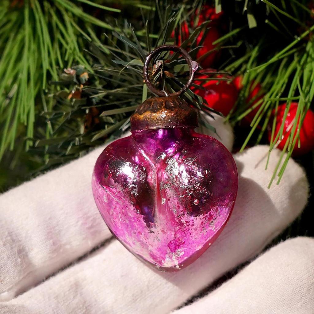 25 Piece Retro Multicolor Distress Glass Vintage Christmas Ornaments Mini Bulk Decorative Ornaments Xmas Balls for Halloween, Christmas Tree