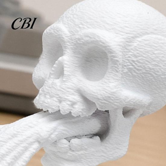 Skull And Water Texture Model 3D Printed Flow Ornament, Creative Statue with Eco-friendly Desk Ornament Stable Base, Compact Gothic Decoration,