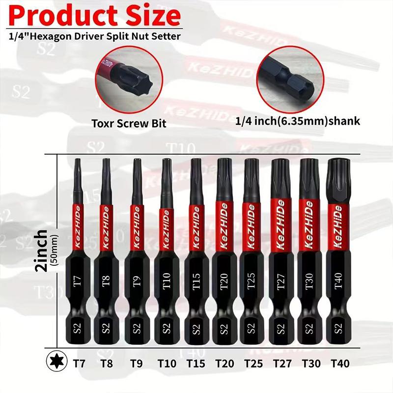 10pcs Heads Hexagonal Socket Screw Head Set of Industrial Grade Hexagonal Pneumatic Screw Screwdriver