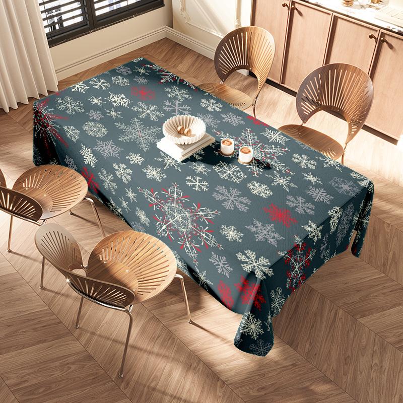 Snowflake Christmas Tablecloth Xmas Dining Decorations for Home Decoration 58x102cm/76x134cm Polyester Fabric Black/Winter Festi