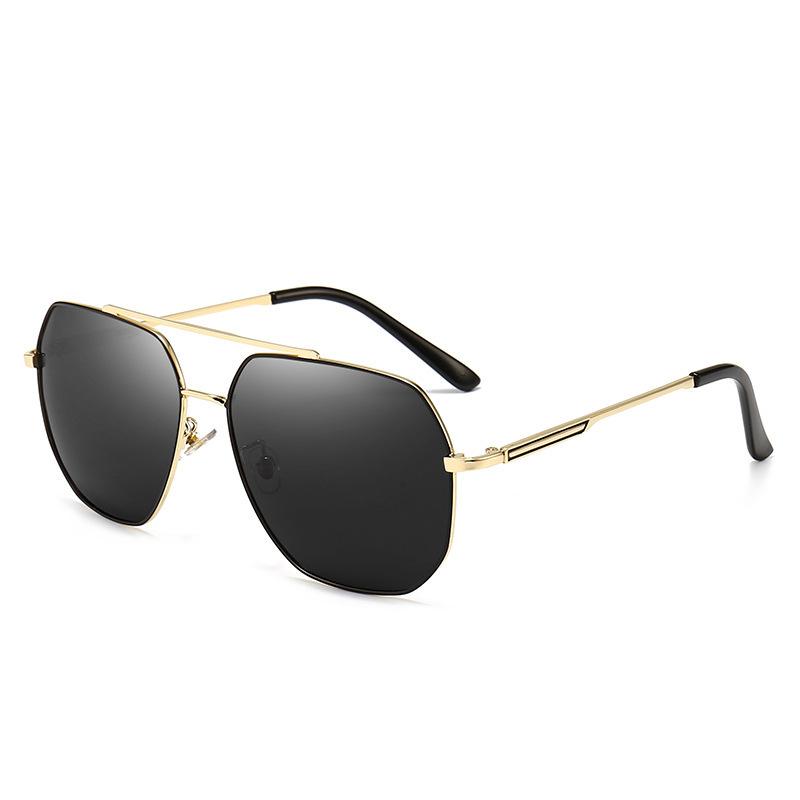 Polarized, Sunglasses Men'S Retro Toad Sunglasses High Definition Polygon Double Beam Tide Metal Ins Fashion
