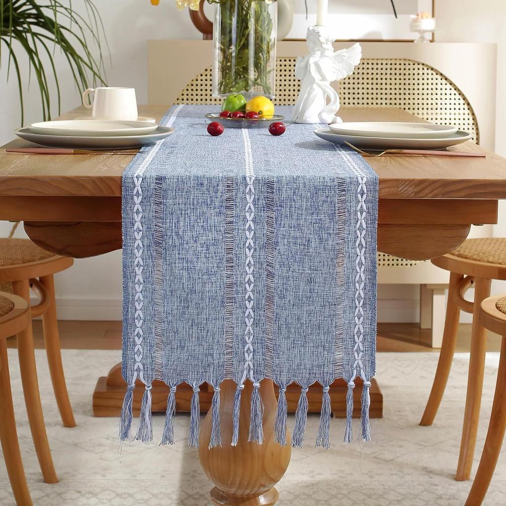 Venkovský Ručně Tkaný Střapec Dutý Stolní Běžec Ubrus Jednoduchý Moderní Krycí Látka Dlouhý Pás Bavlna Len Ubrus