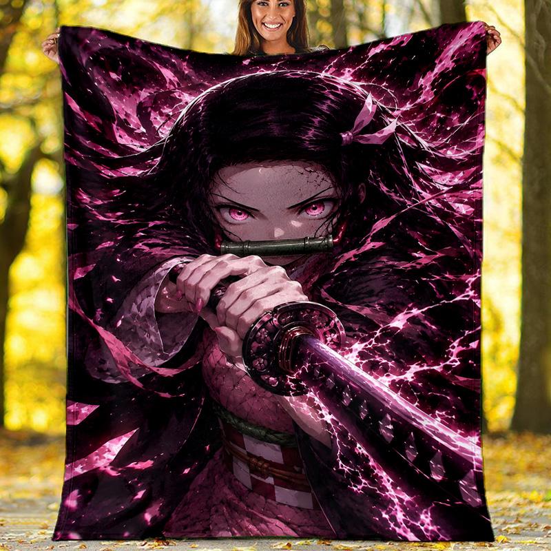 1pc nezouko3 Theme Blanket - Digital Print, Polyester, Cozy for All Seasons, Perfect for Outdoor, and Travel