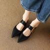 Fashion Solid Color Comfortable Square Toe Pumps Elegant Lady Metal Decoration Shoes New 2025 Spring Women Fashionable Thick Heels