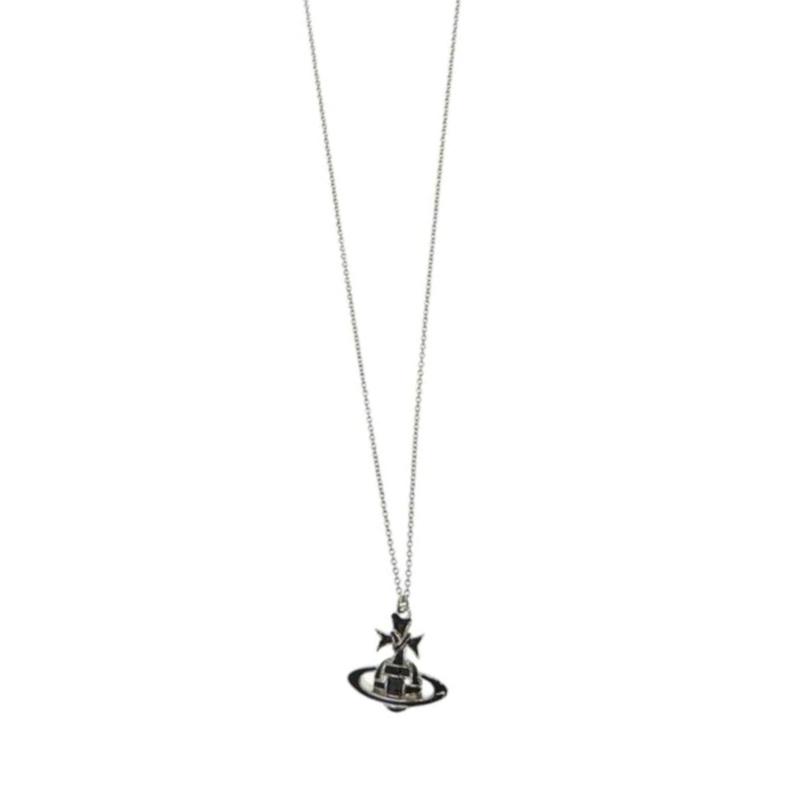Vivienne Westwood Ribbon Pattern And Sphere Design Brass Necklace Women necklace Black 630203FJ02P107 Basic Packaging-Dust Bag+Box