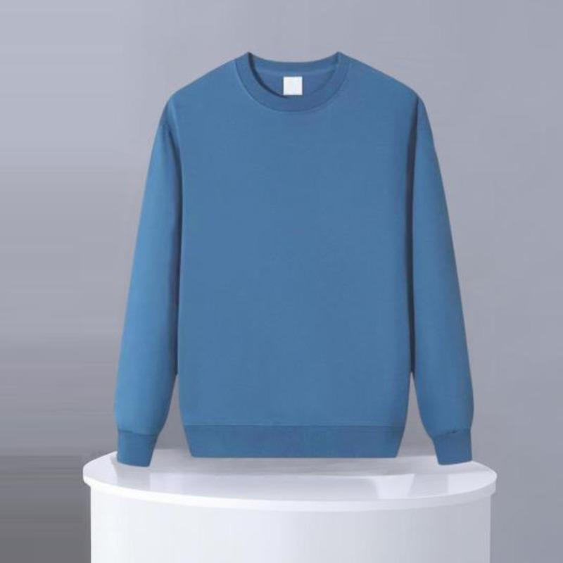 Yousheng Autumn Winter Men Top O Neck Loose Pure Color Elastic Cuffs Pullover Mid Length Sport Daily Wear School Sweatshirt
