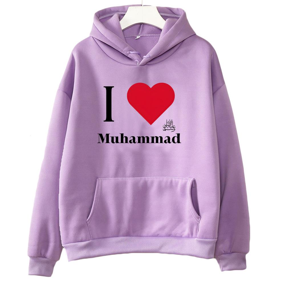 Ich liebe Muhammad Hoodies Langarm mit Kapuze Retro Harajuku Pullover Damenmode Sweatshirts