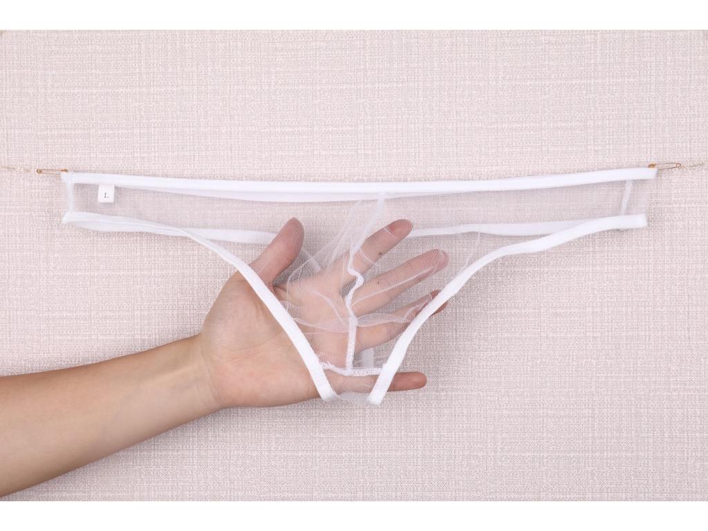 Men's See-Through Low-Rise Mesh T-Back Underwear - Plus Size C-035