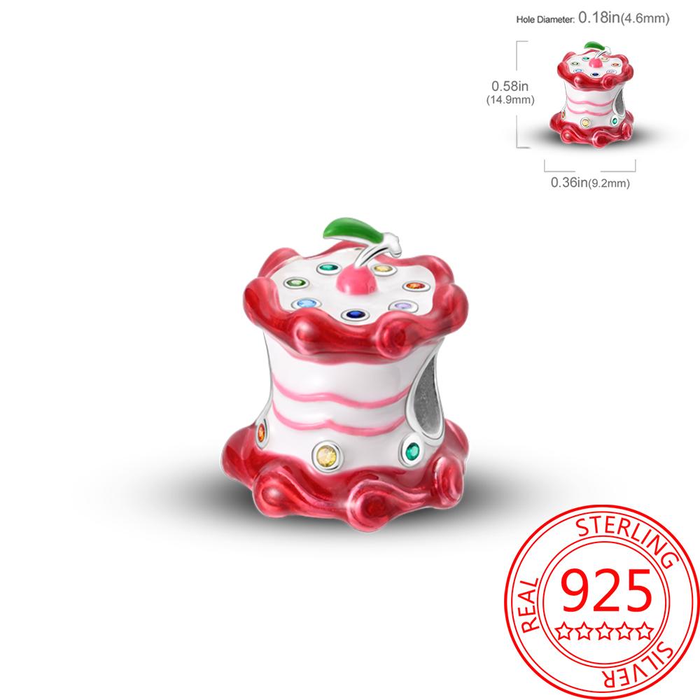 Delicious Food Copper Doughnut Cake Dessert Fruit Fine Wine Bead Pendant Fit Bracelet Necklac Boutique Jewelry Gift