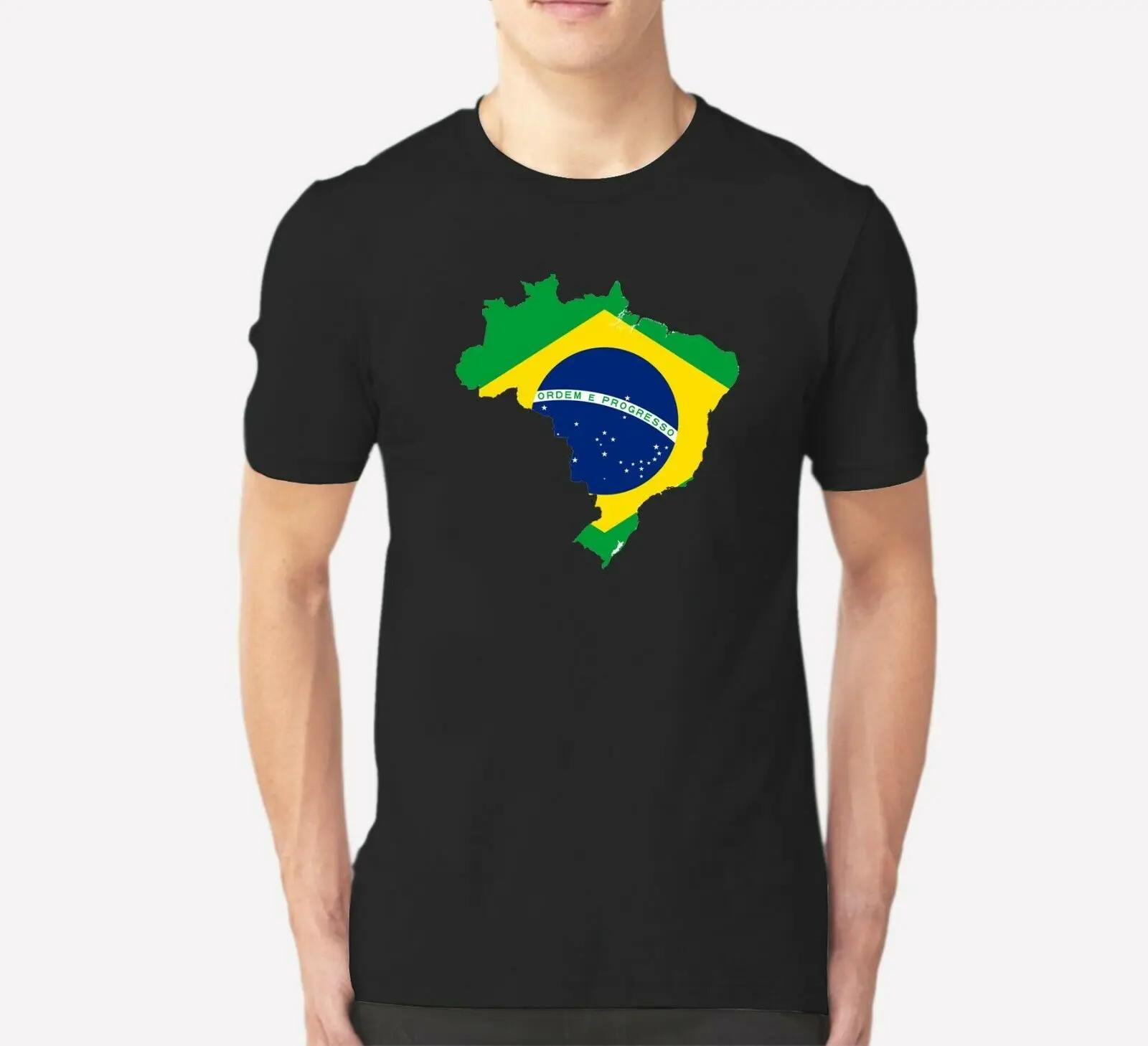 Brazil Flag Brazilian Football Mens Black TShirt Custom 100 Cotton Shirt Size S3XL S