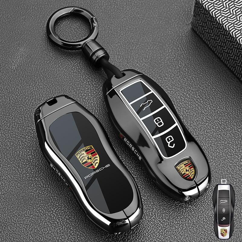 Metal Car Key Case Cover Holder Protection Key Bag For Porsche Panamera Carman Macann Bobst Cayenne 911 981 991 970 9969 Sticker