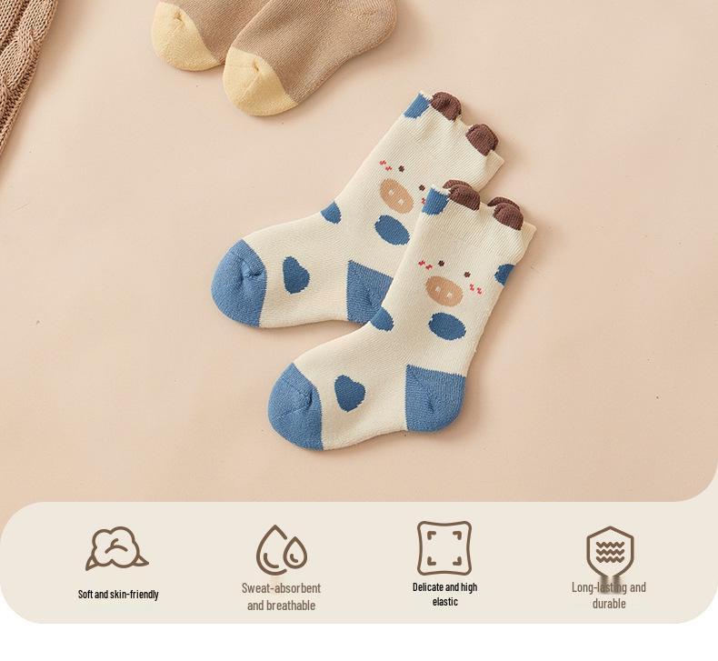 Nidoran Baby Terry Socks - Thick Cotton, Winter Mid-Calf, Seamless for Boys