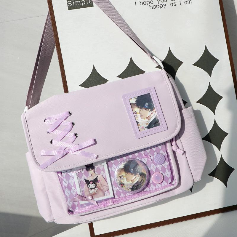 

Wudong Shop Small Wind Chime Japanese Original Canvas Handbag College Style Design Casual Versatile Shoulder Bag Women s Bag фиолетовый