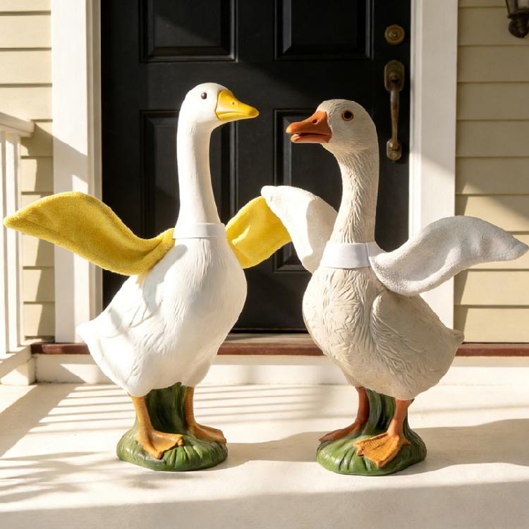 Plüschgänseflügel Dekoration Verstellbare Veranda Gänse Statue Flügel Kostüm Für Veranda Figur Halloween Festival Dekoration