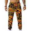 Men Sweatpants Camouflage Drawstring Elastic Waist Multi Pockets Streetwear Loose Ankle Tied Cargo Pants for Training Running Fitness