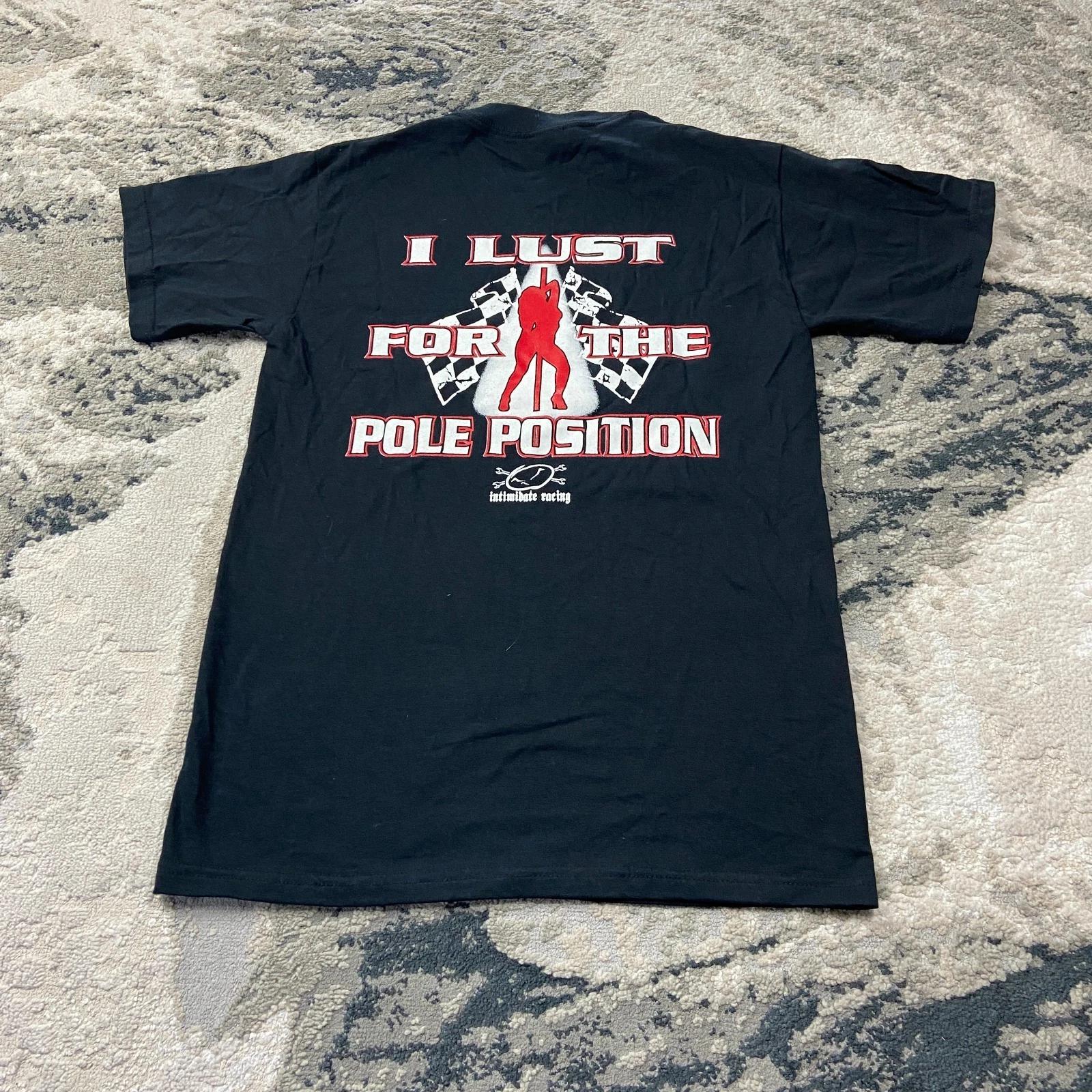 Vintage Y2K Intimidate Racing NASCAR T Shirt Sz Small Black Cotton Heavyweight 2XL