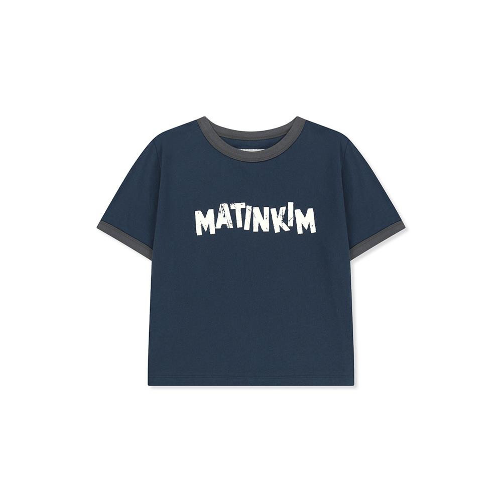 [Matinkim] LOGO RINGER CROP TOP IN NAVY S