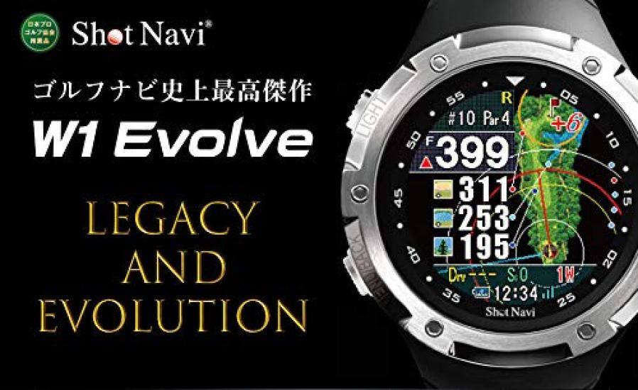 Shot Navi W1 Evolve Black X Silver GPS Golf Navigation System with Golf Elevation Fairway Green and Compatible with Overseas Courses (Shot Navi)