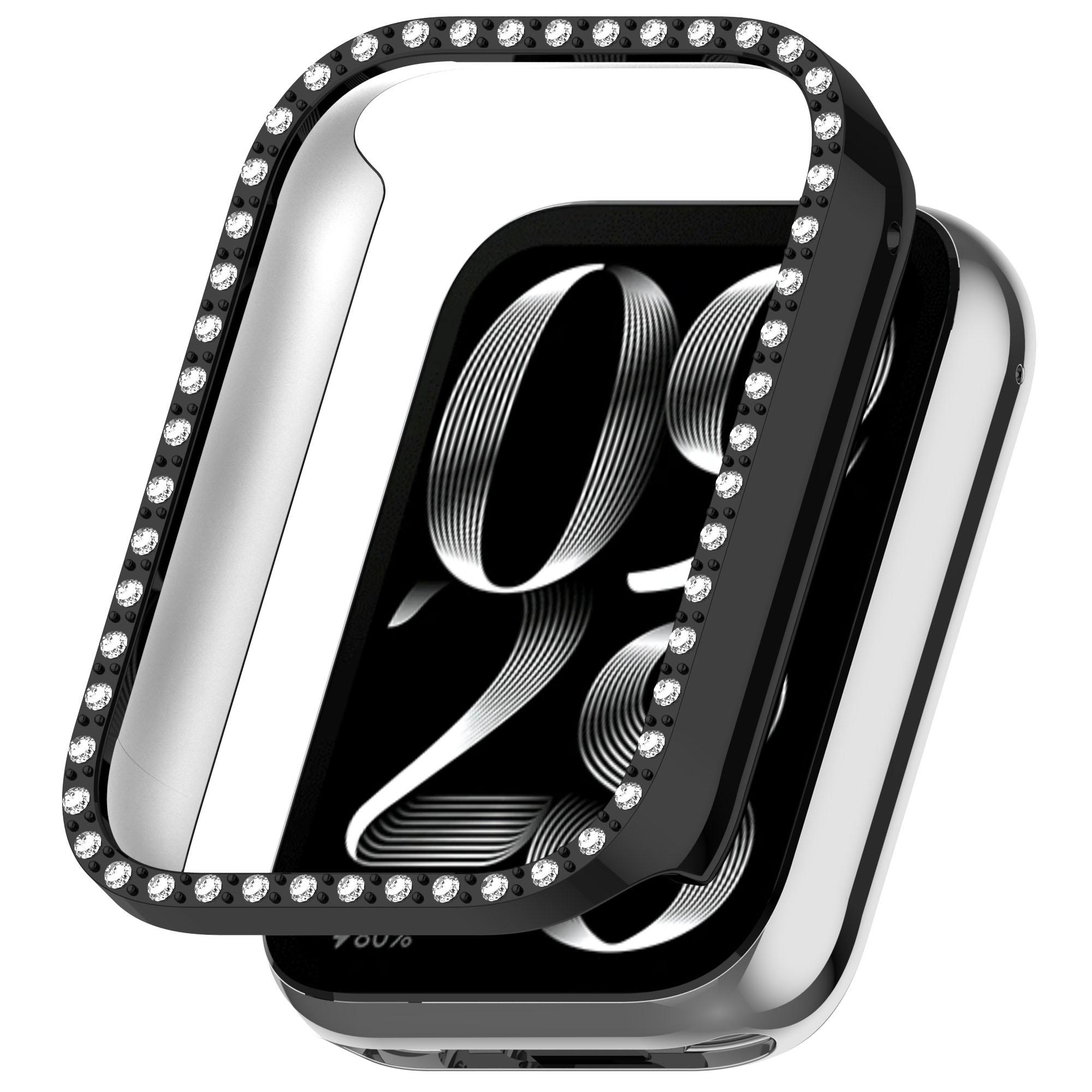 For Xiaomi Smart Band 8 Pro Watch Case Diamond Decor Half Coverage Hollow PC Watch Protective Cover A