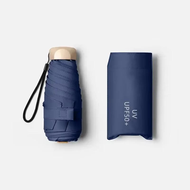 Small Pocket Rainproof Travel Umbrella Anti-UV Vinyl Folding Umbrella Parasol Mini Capsule Pocket Parasol Sun Umbrella