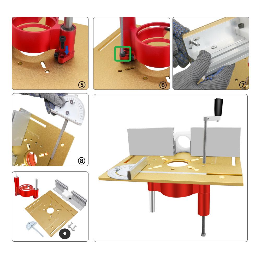 Adjustable Router Lift for Woodworking Universal Trimming Machine, Trimming Woodworking Lifting Table Router Insert Plate Kit