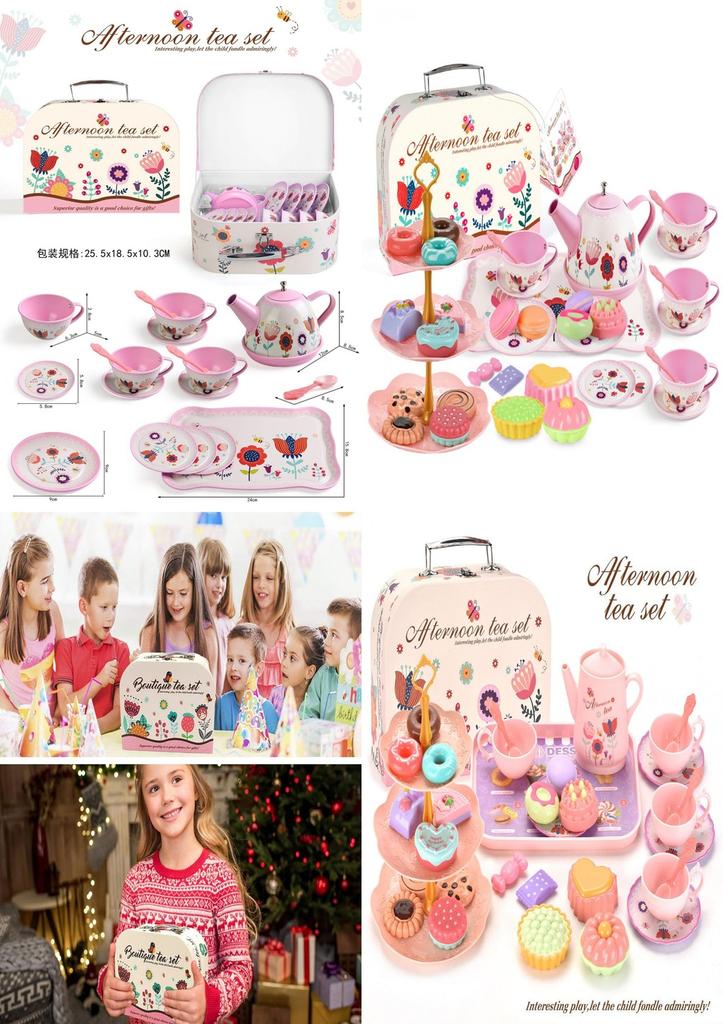 Charming Children's Tea Party Playset With Colorful Tin Tea Set And Sweet Treats