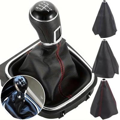 16mm PU Leather Gear Shift Collar Carbon Fiber Cover Car Universal Manual Stick Shifter Knob Gear Shift Cover Gaiter Accessories