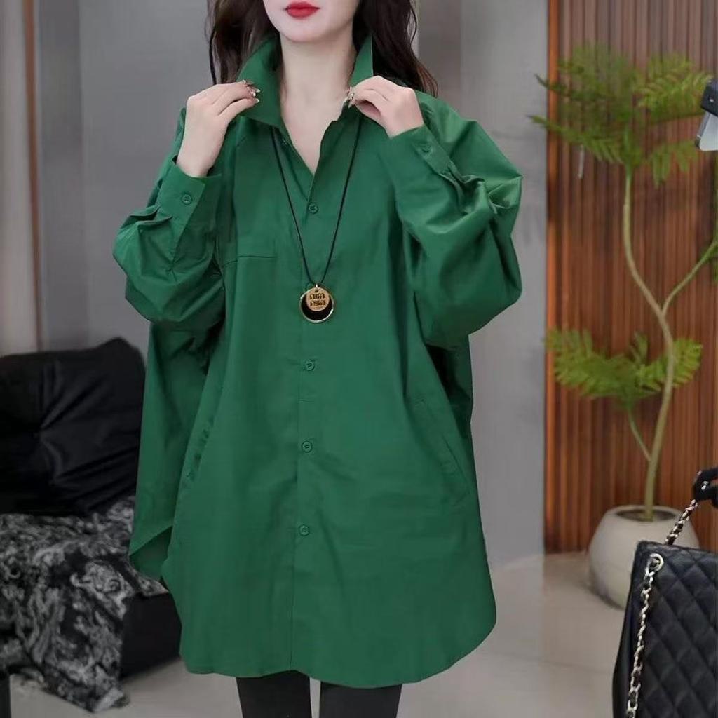 Kadınlar için Modaya Uygun Bahar Gömleği Bol Uzun Kollu Günlük Üst Slim Fit Bluz