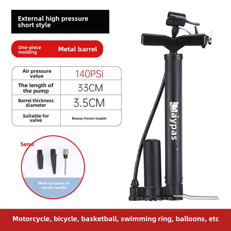 Pompă Manuală Multifuncțională de Înaltă Presiune pentru Biciclete, Vehicule Electrice, Motociclete, Mașini și Mingi de Baschet