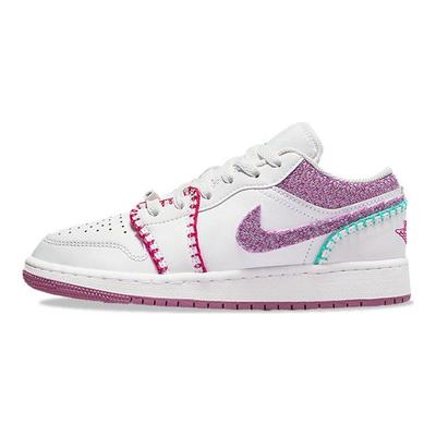 Air 1 Low SE GS Knit Kids Sneakers White Rush-Pink Washed-Teal DM9037-100