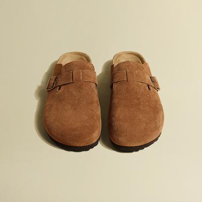 Beliebte Baotou-Slipper Retro Lässig Weiche Sohle Wildleder Flache Sohle Einschlupfschuhe Frühling und Sommer Neu