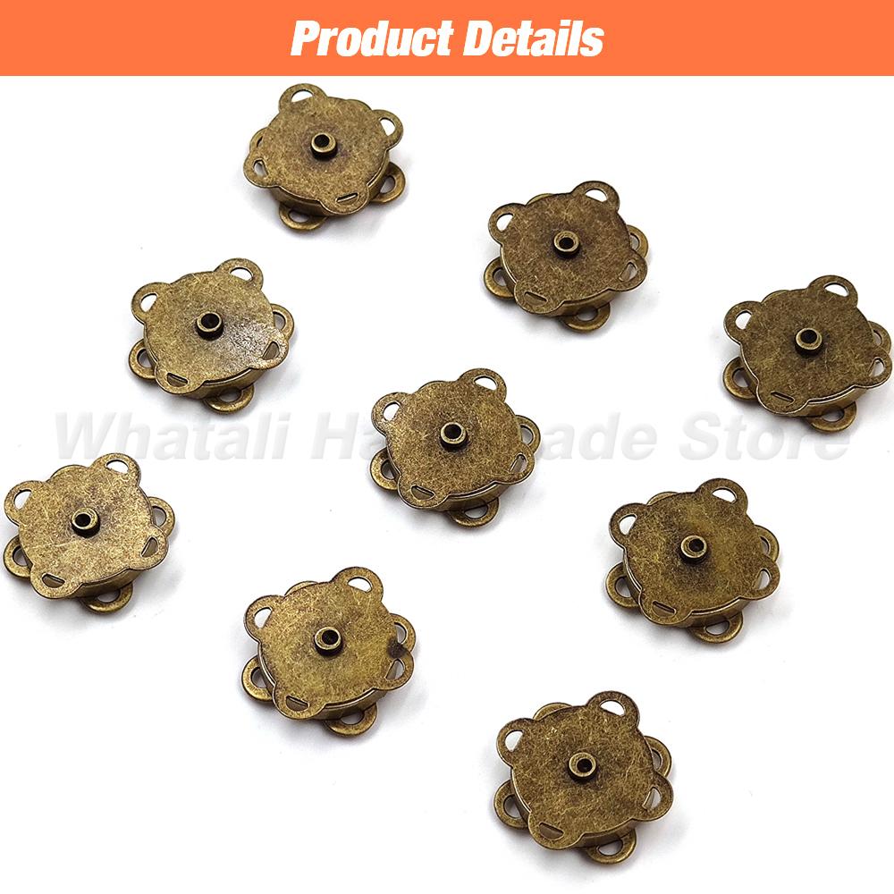 20Sets/Lot 10Mm-18Mm Metal Wallet Buttons Magnet Buckle Snap Fasteners Bags Sewing Garment Accessories Materials Buckle With Box