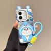 KEYSION Cute Ear Cartoon Case for Infinix Hot 50i with Lanyard Soft Silicone+PC Shockproof Phone Back Cover for Infinix Smart 9
