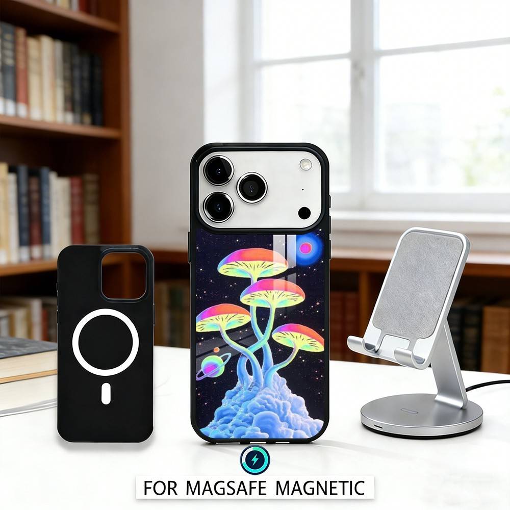 P-Psychedelic C-Colored M-Mushroom Phone Case For iPhone 17,16,15,14,13,12,Pro,Max For Magsafe Magnetic Wireless Charging