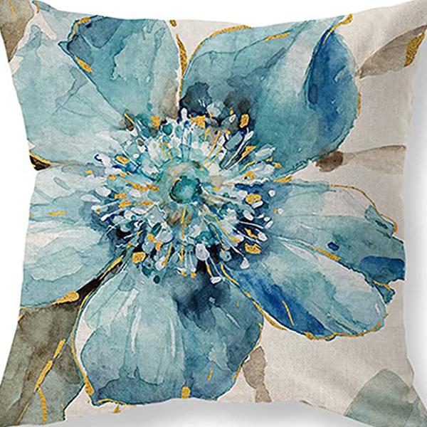 Retro American Plant Floral Print Linen Pillow Case Living Room Sofa Car Pillow Cushion