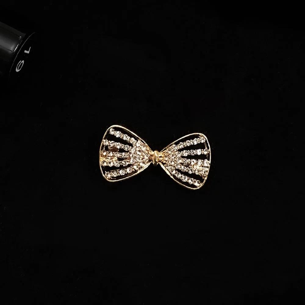 Full Rhinestone Bowknot Shape Brooch for Women Exquisite Suit Accessories Elegant Jewelry Party Gift Bulk