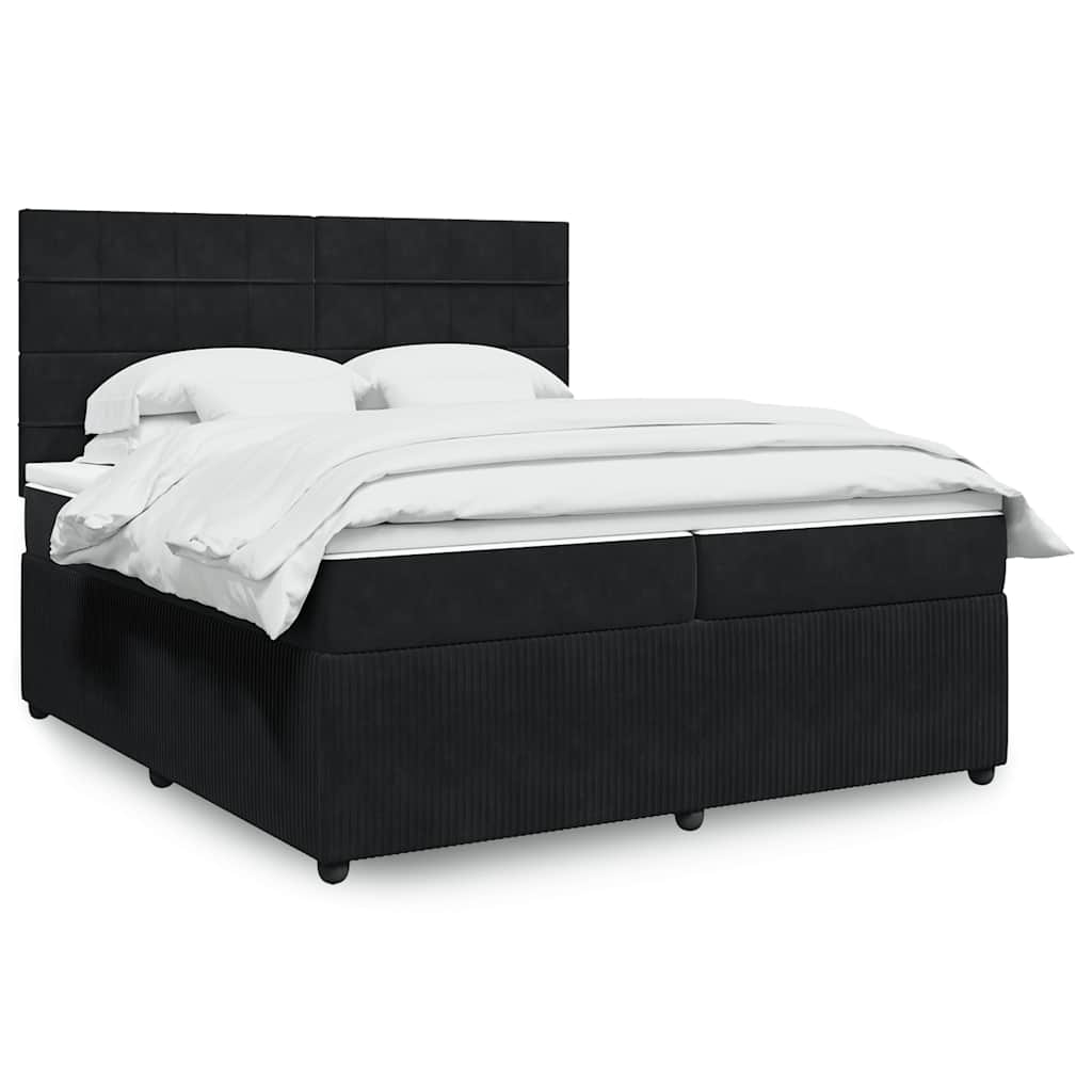 Box Spring Bed with Mattress Black 200x200 cm Velvet