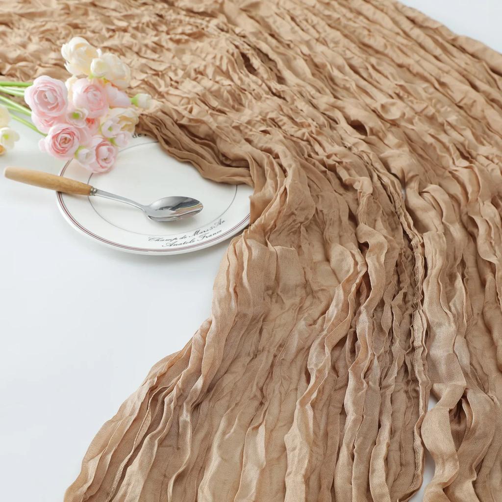 Wedding Pink Gauze Table Runner Semi-Sheer Vintage Cheesecloth Table Setting Dining Party Christmas Banquets Arches Cake Decor