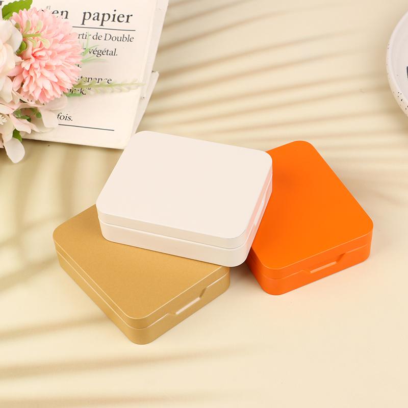 1Pc Tinplate Storage Boxes Metal Rectangular Empty Mini Box Tinplate Candy Pill Cases Hinged Containers Jewelries Organizer