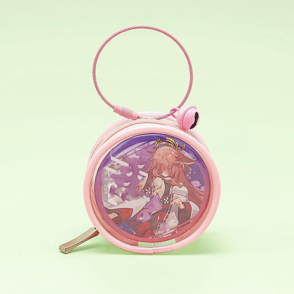 Keyring Two-side Display Bag Protection Case Clear Outdoor Bag Round Badge Storage Pouch Gifts