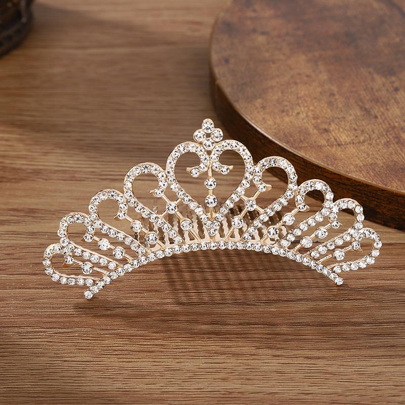 Children's Rhinestone Pearl Crown Hair Comb: Headdress Ornament for Photo Studio or Wedding