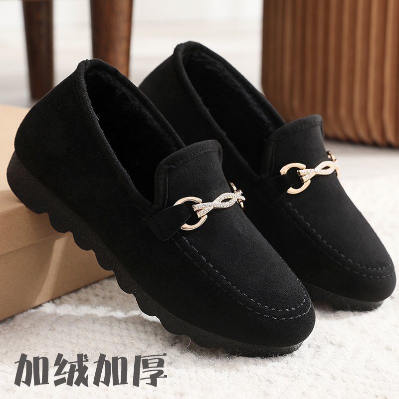 Old Beijing Cloth Shoes Women's Single Shoes Large Size Black Work Shoes Non-slip Soft-soled Maternity Shoes Casual Beanie Shoes Mother Shoes