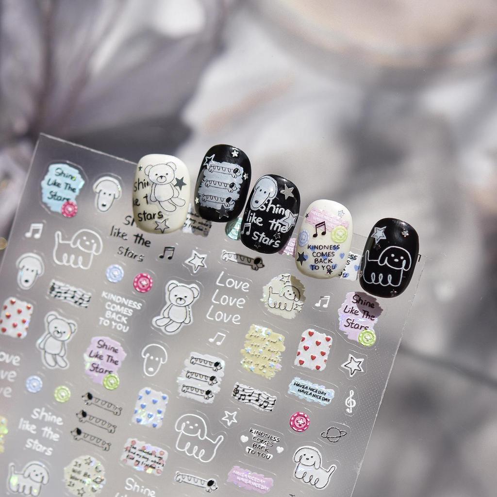 Tomoni Sweet Fresh Shell Light Nail Art Stickers - Modern Graffiti Word Designs