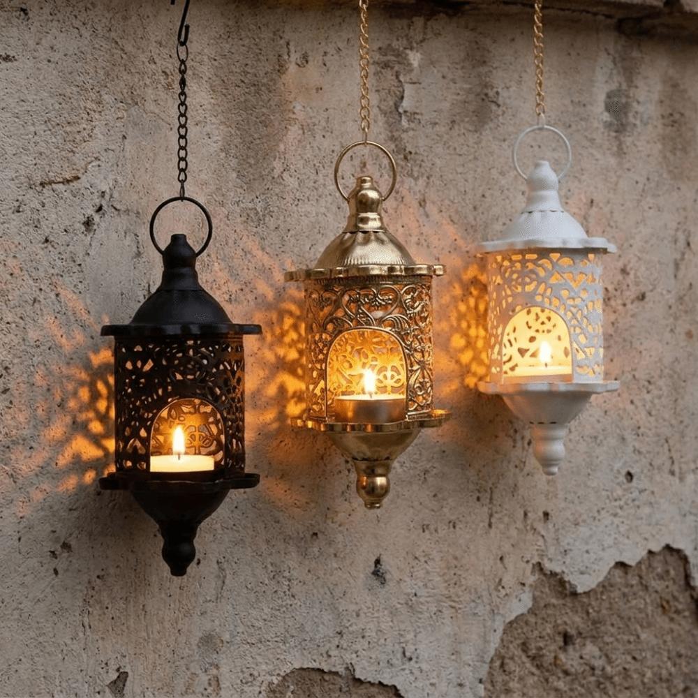 Morocco French Style Hollow Metal Candlestick Iron Hanging Candle Holder Candle Stand  Banquet