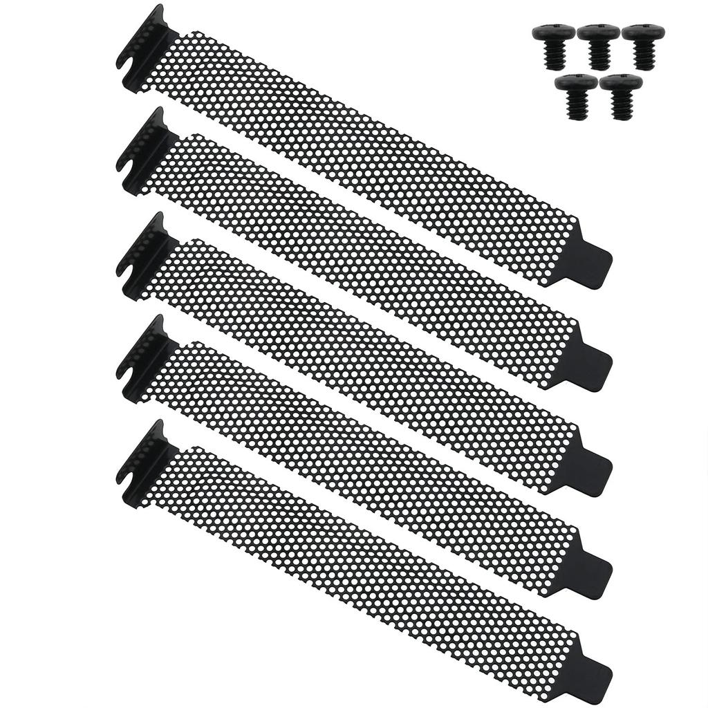CHENJIN PCI Slot Cover 5PCS Black PCI Dust Filter Blanking Plates with 5PCS Screws Vented Slot Cover